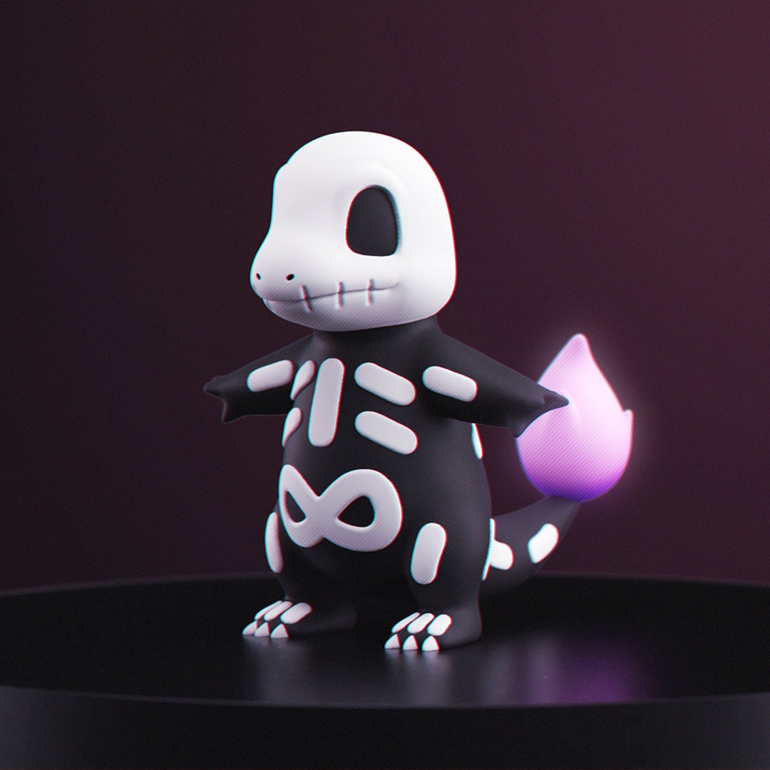 Halloween Skeleton Charmander Statue 3D Printed Pokemon Figure Model Gift Minature Figurine