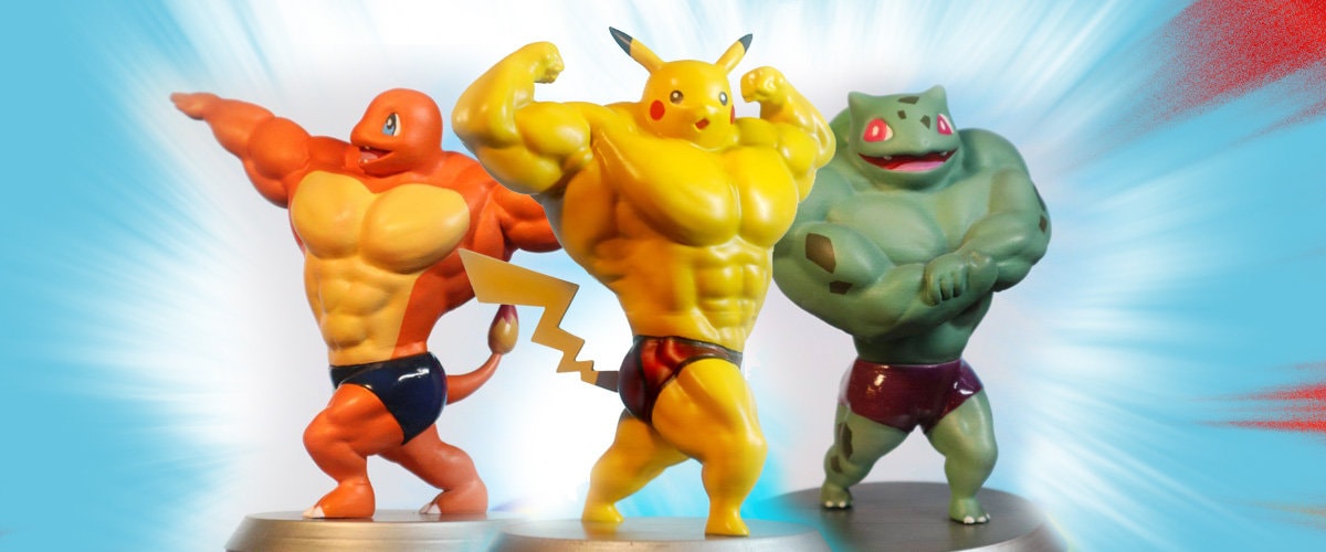 Ultra Swole Bulbasaur Pikachu Charmander Squirtle - Paint Your Own - Pokemon Statue Amiibo Figure