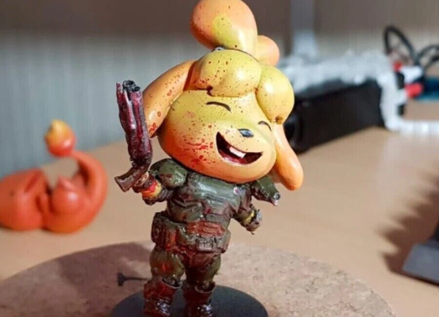 Isabelle DOOM x Animal Crossing - Paint Your Own - 3D Printed Statue Figure Diorama