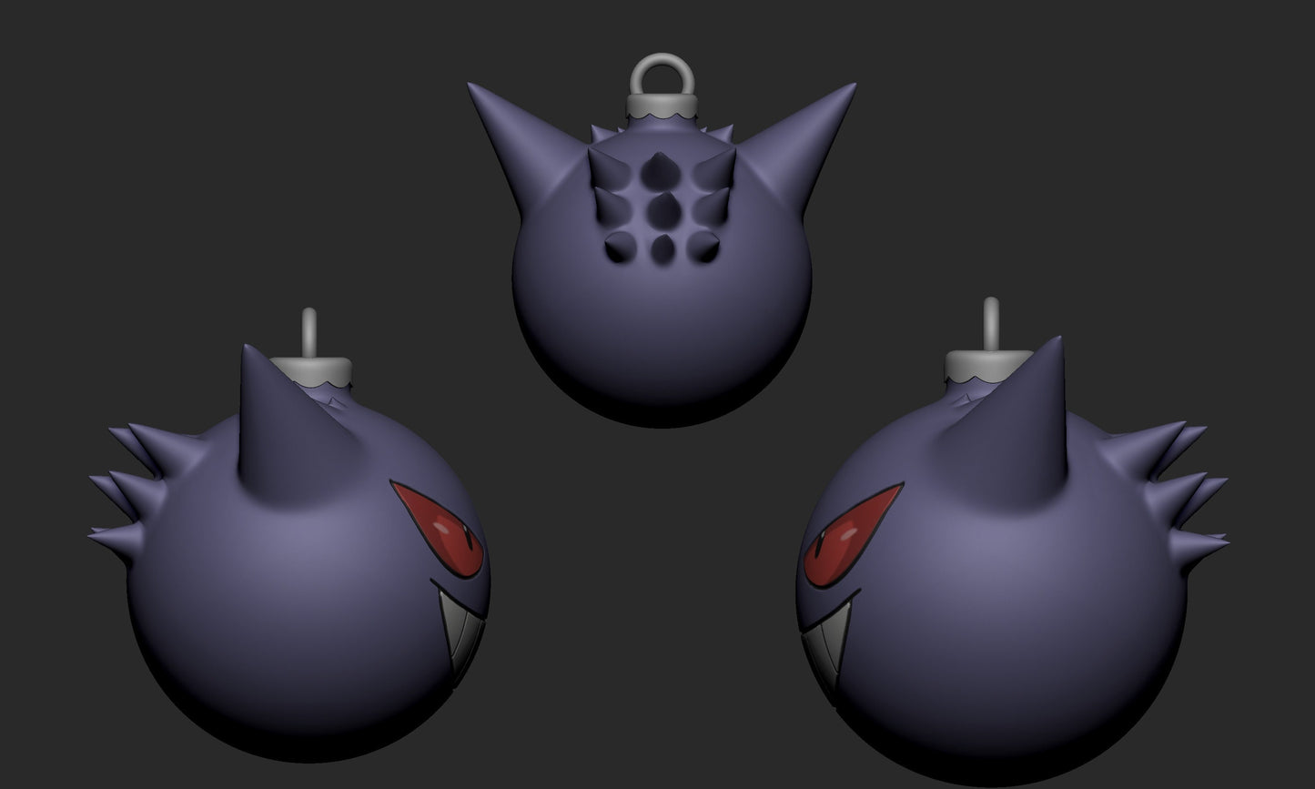 Gengar Christmas Tree Bauble Decoration 3D Printed Pokemon Xmas Gift Ornament Model