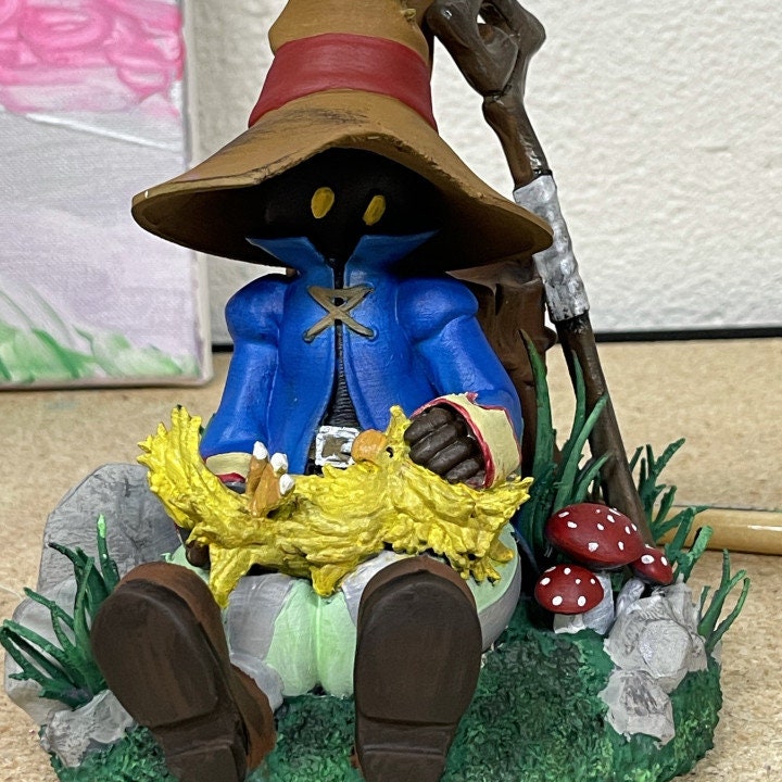 Vivi Ornitier holding a Chocobo Diorama - Paint Your Own - 3D Printed Statue Figure Model Kit