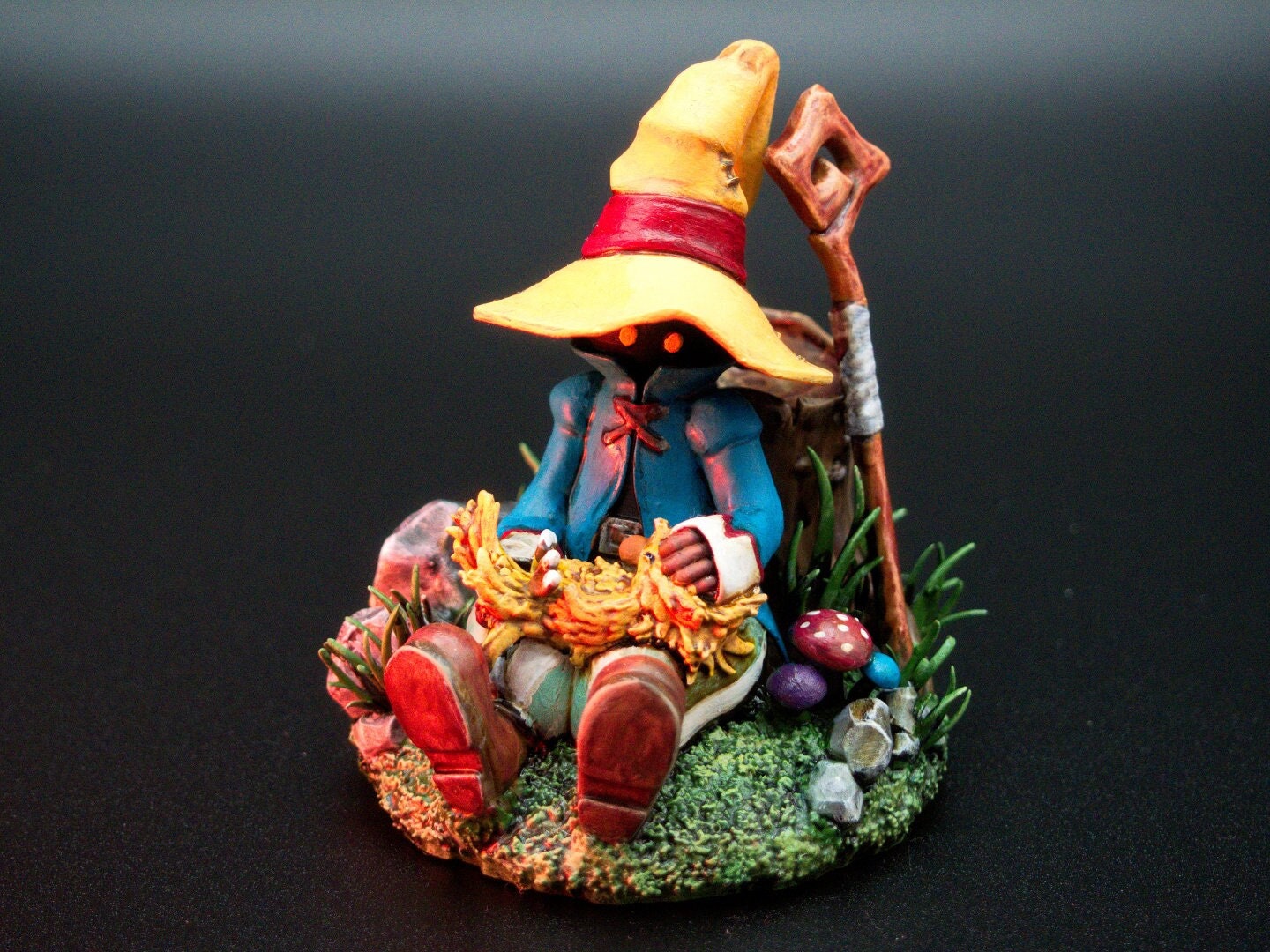 Vivi Ornitier holding a Chocobo Diorama - Paint Your Own - 3D Printed Statue Figure Model Kit