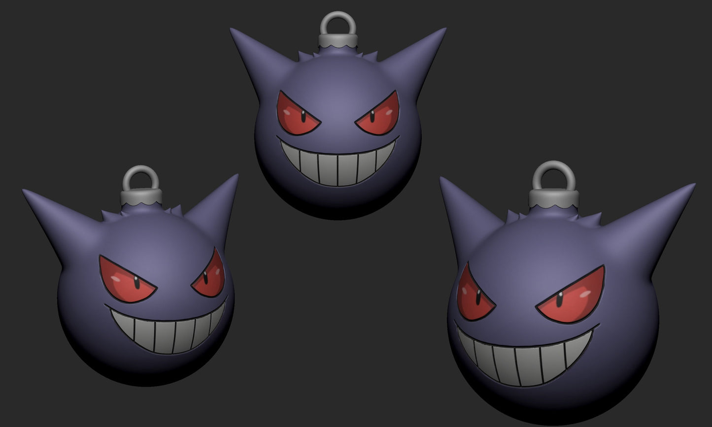 Gengar Christmas Tree Bauble Decoration 3D Printed Pokemon Xmas Gift Ornament Model