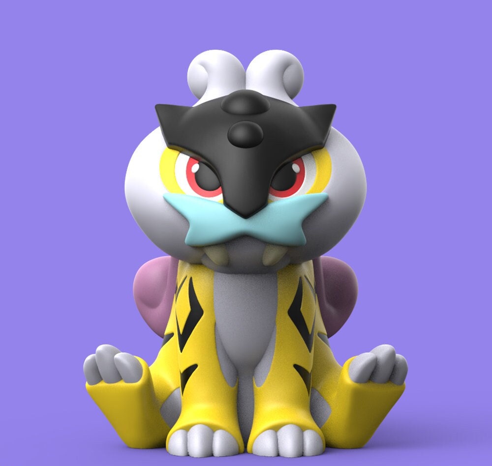 Chibi Legendary Dogs Beasts Raikou Entei Suicune Pokemon 3D Printed Figures Sculpture Statue