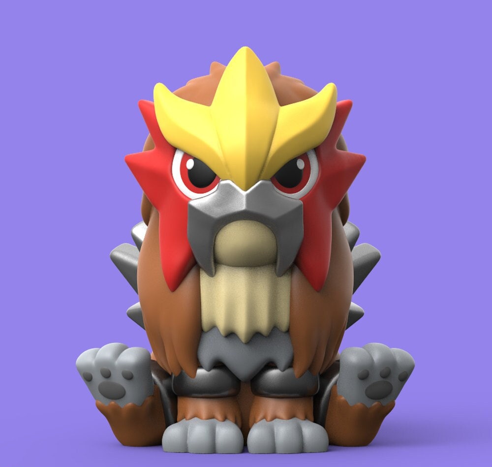 Chibi Legendary Dogs Beasts Raikou Entei Suicune Pokemon 3D Printed Figures Sculpture Statue