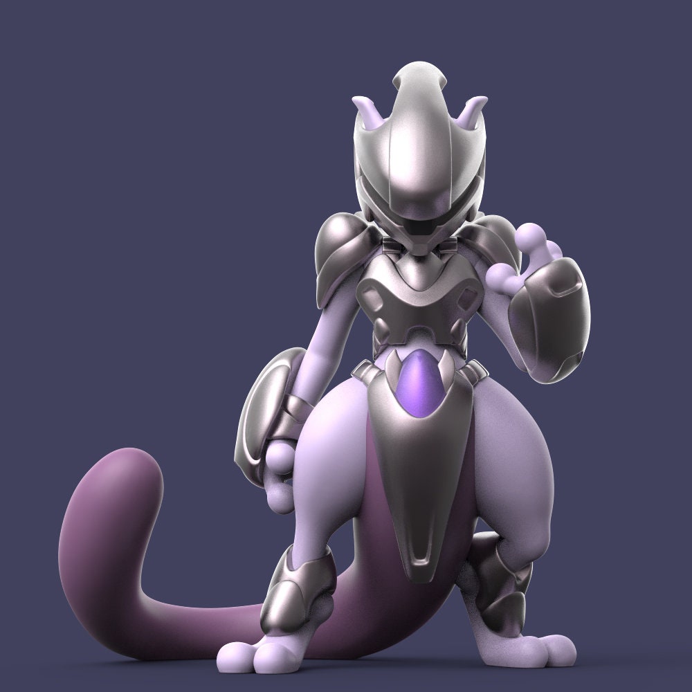 Armored Mewtwo - Paint Yourself - 3D Printed First Pokemon Movie Statue Figurine Figure Model
