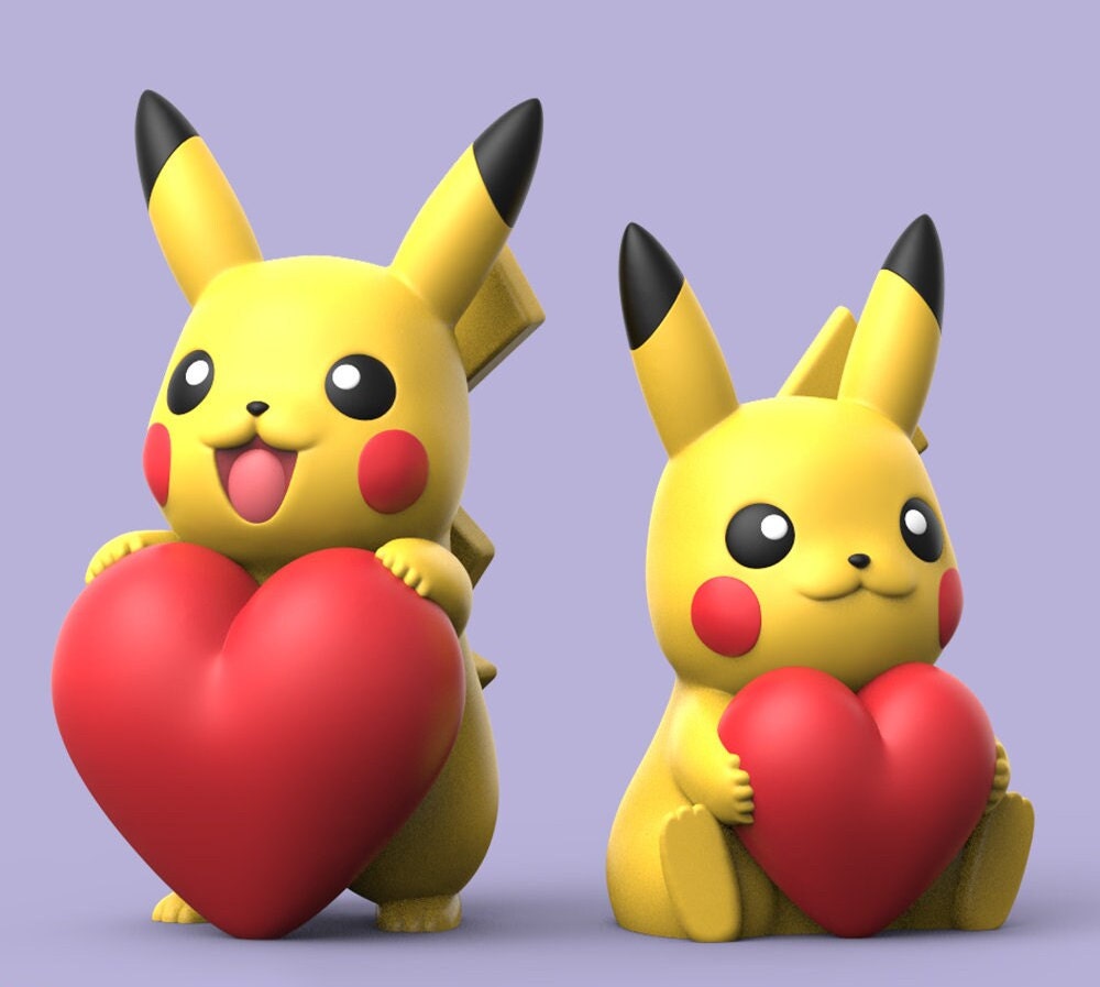 Pikachu Heart Valentines Day Pokemon Anniversary Colour 3D Printed Gif –  Cammy3DPrints