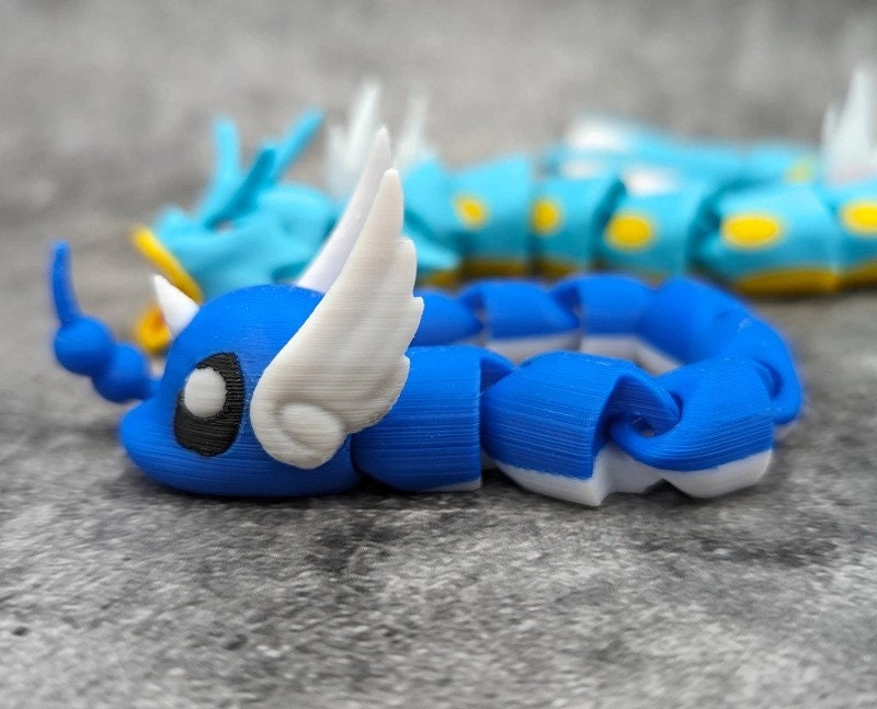 Articulated Dragonair Stress Fidget Toy Pokemon 3D Printed Flexi Figure ADHD Desk