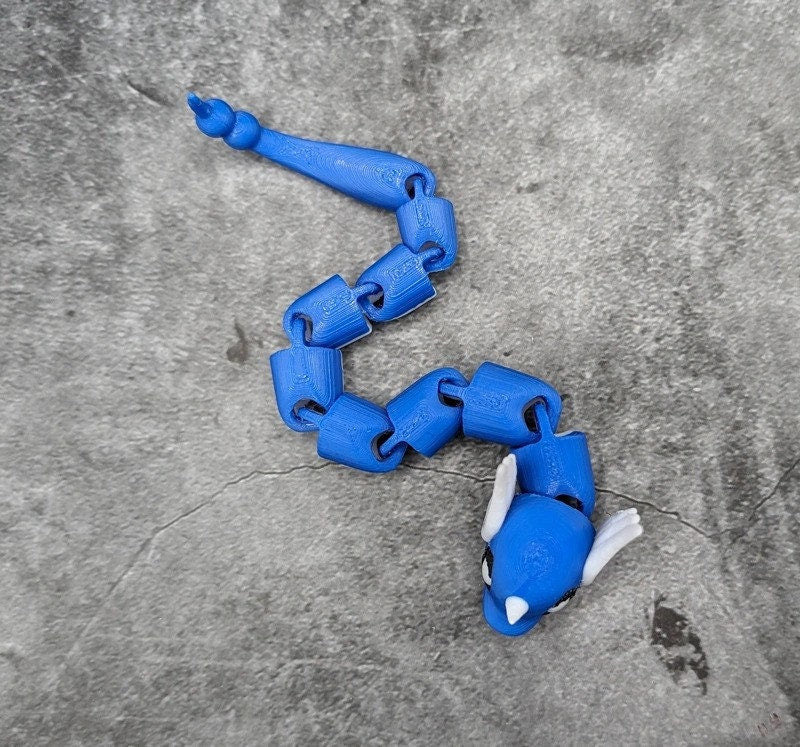 Articulated Dragonair Stress Fidget Toy Pokemon 3D Printed Flexi Figure ADHD Desk