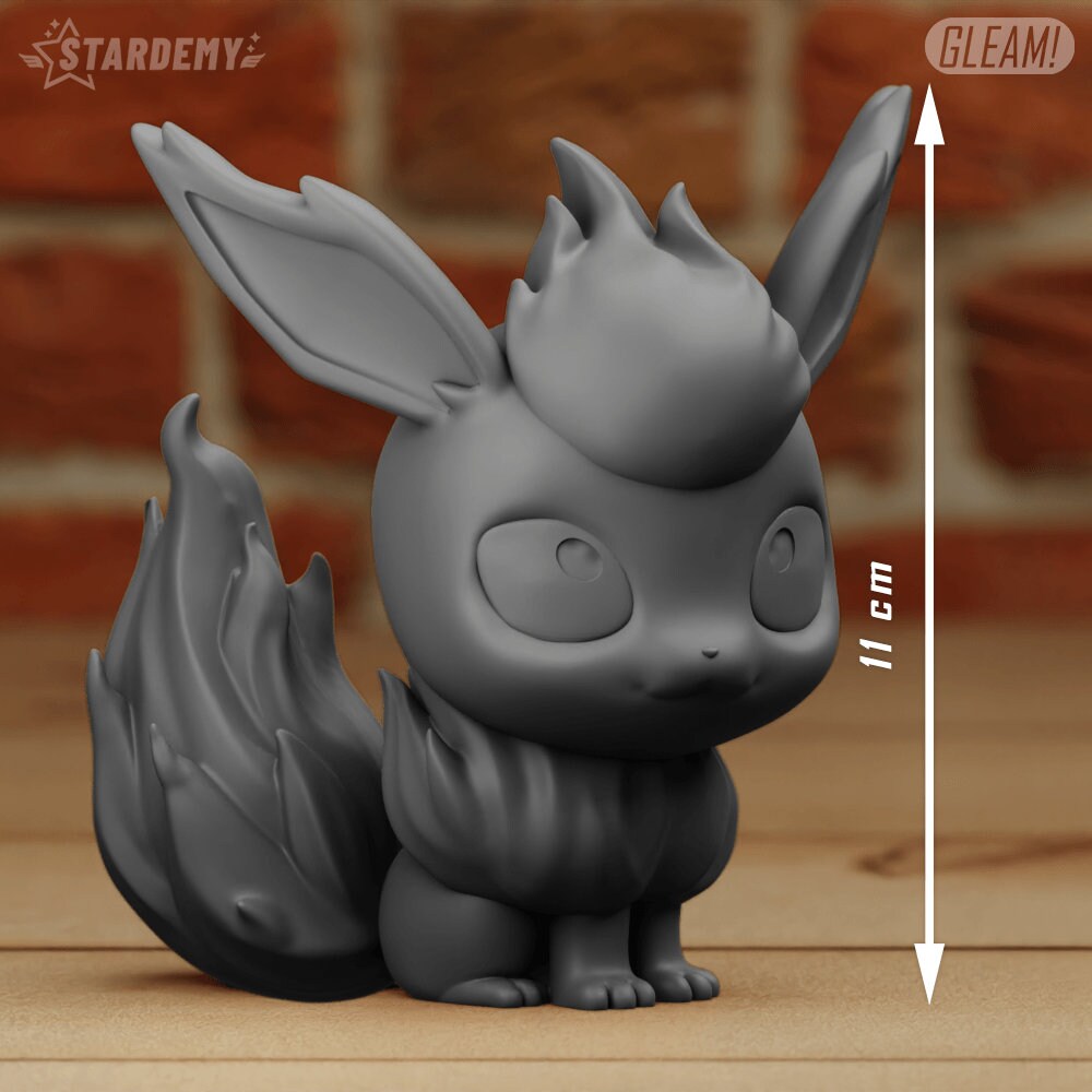 Flareon Chibi Pokemon Statue Figure - Paint Your Own - 3D Printed Desk Decoration Model Figurine