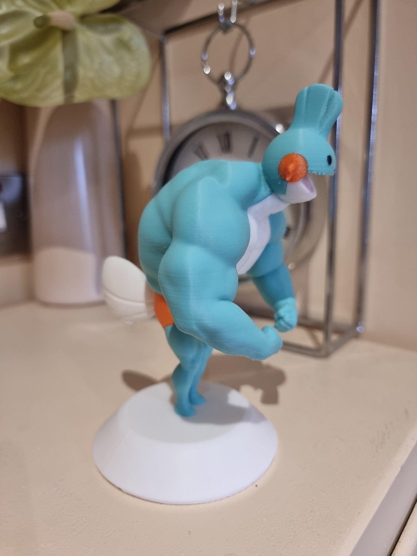 Ultra Swole Mudkip Painted 3D Printed Pokemon Funny Statue Figure Model