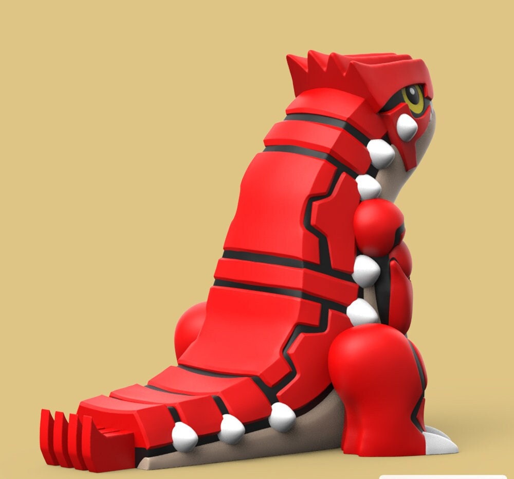 Chibi Groudon Desk Decoration Colour 3D Printed Pokemon Statue Figure Model Miniature Figurine