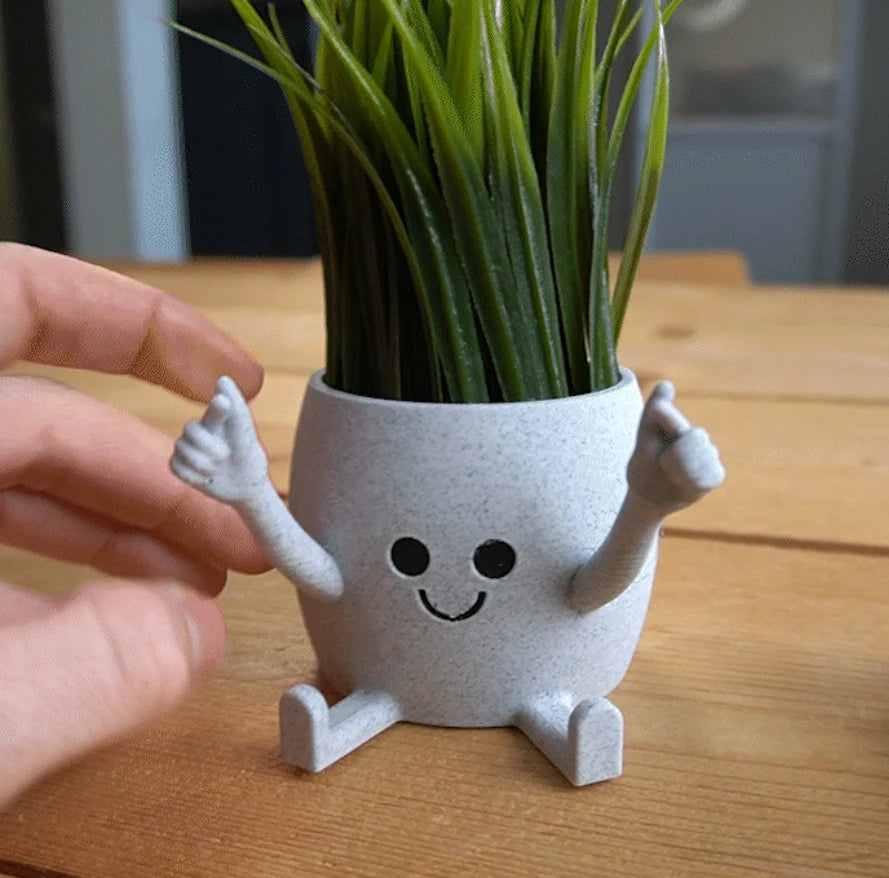 Smiley Face Plant Pot Ok Hand Middle Finger Flower Succulent Planters Pen Holder Desk Tidy Funny