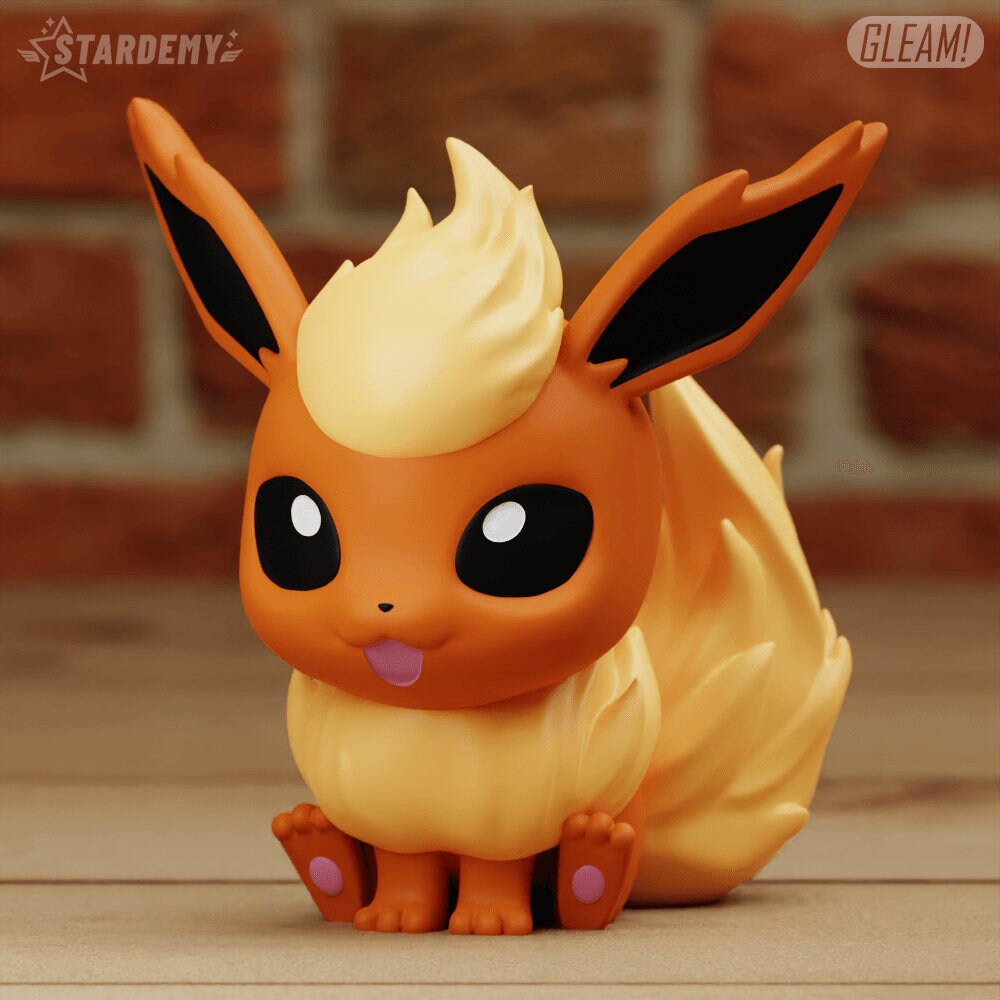 Flareon Chibi Pokemon Statue Figure - Paint Your Own - 3D Printed Desk Decoration Model Figurine