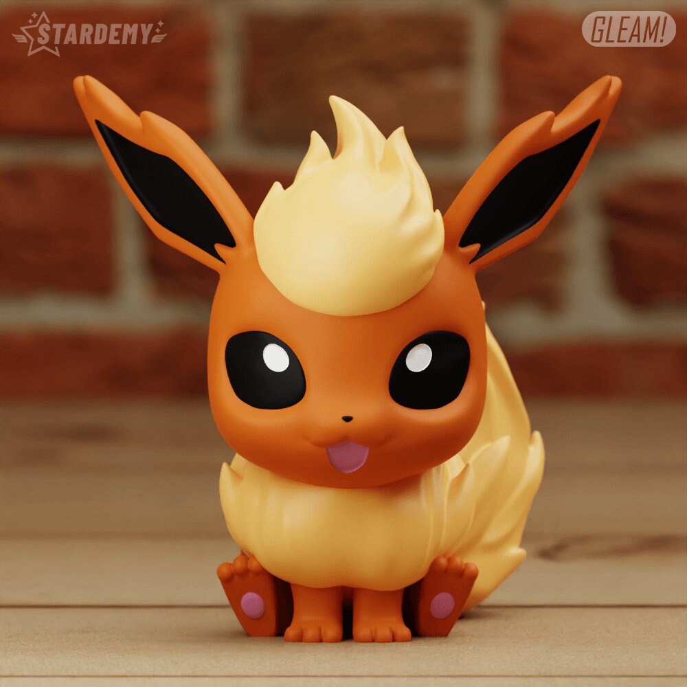 Flareon Chibi Pokemon Statue Figure - Paint Your Own - 3D Printed Desk Decoration Model Figurine