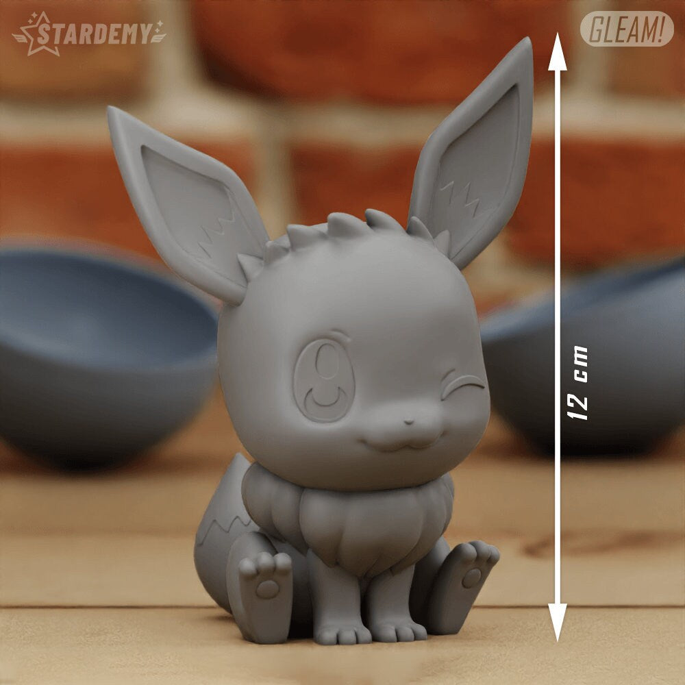 Eevee Chibi Pokemon Statue Figure - Paint Your Own - 3D Printed Desk Decoration Model Figurine