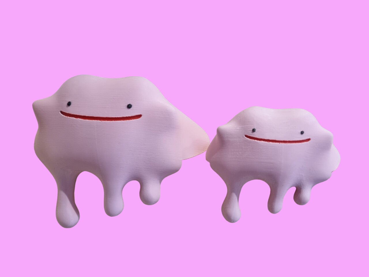 Melting Ditto Desk Decoration Colour 3D Printed Pokemon Statue Figure Model - Small Medium and Large Sizes - Pink or Shiny Blue