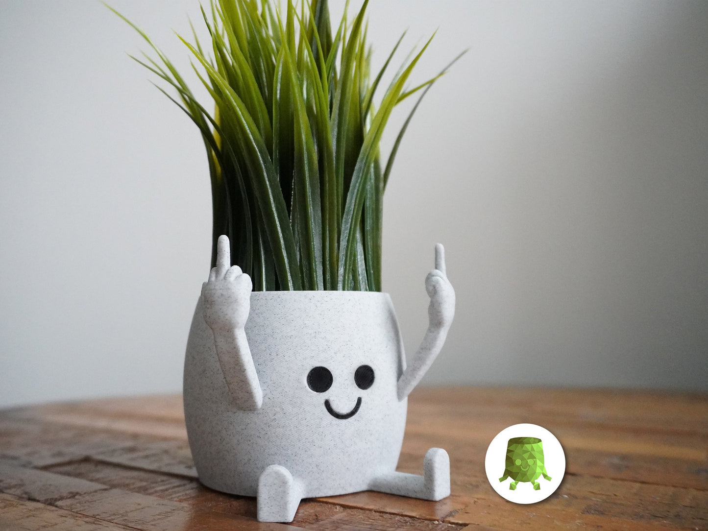Smiley Face Plant Pot Ok Hand Middle Finger Flower Succulent Planters Pen Holder Desk Tidy Funny