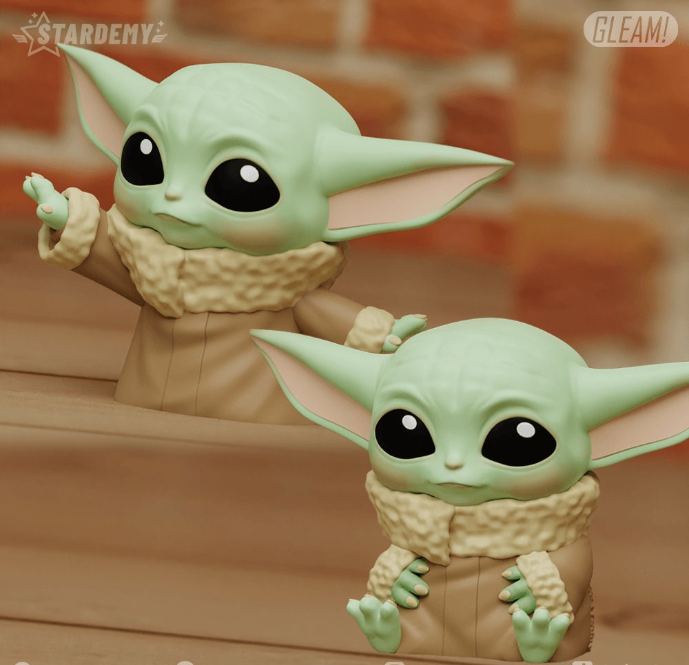 Grogu from Star Wars the Mandalorian Statue - 3D Printed Disney Chibi Baby Yoda Figure Model