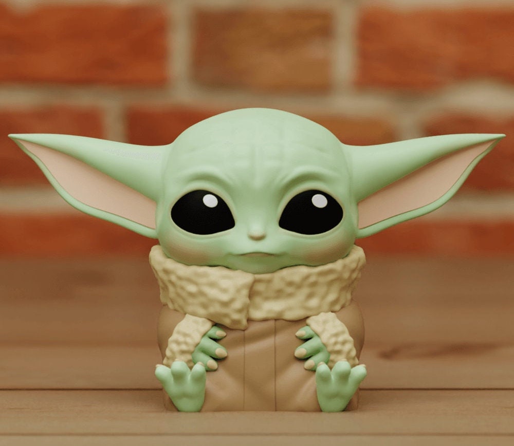 Grogu from Star Wars the Mandalorian Statue - 3D Printed Disney Chibi Baby Yoda Figure Model