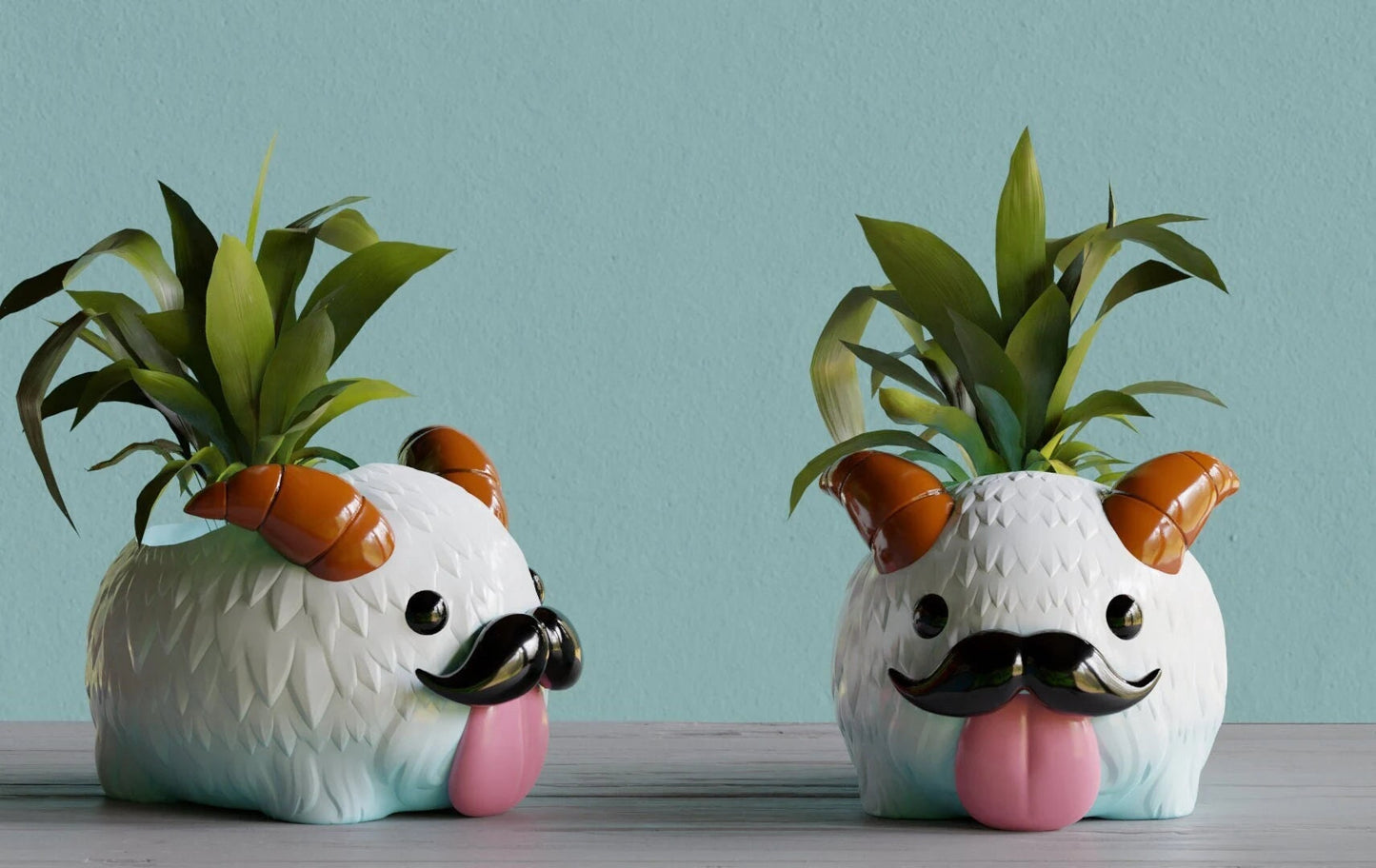 Poro Plant Pot Arcane League of Legends Flower Succulent Planters 3D Printed Pen Holder Desk Tidy - with or without moustache