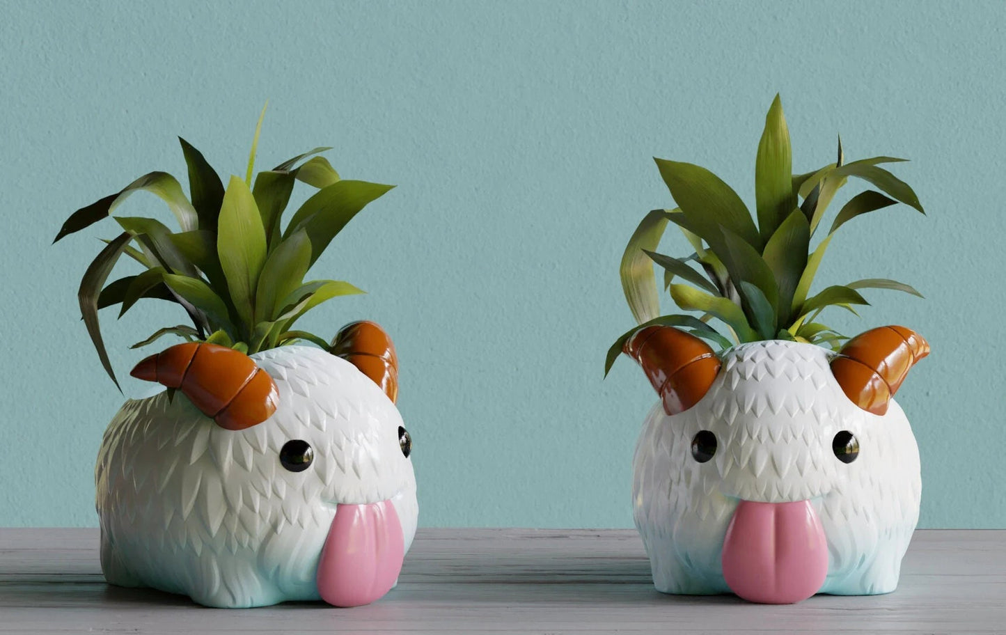Poro Plant Pot Arcane League of Legends Flower Succulent Planters 3D Printed Pen Holder Desk Tidy - with or without moustache