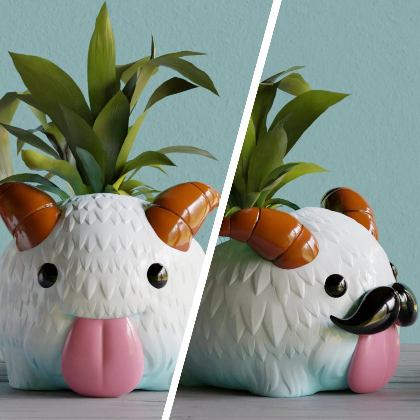 Poro Plant Pot Arcane League of Legends Flower Succulent Planters 3D Printed Pen Holder Desk Tidy - with or without moustache