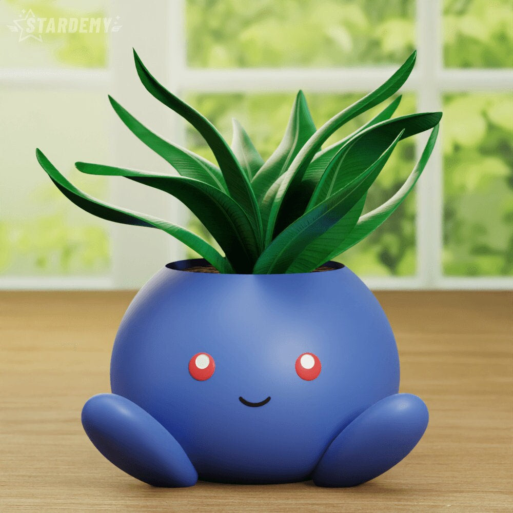 Oddish Pokemon Plant Pot Flower Succulent Vase Planter Cactus Present Gift Cute Nerdy Geek Colour 3D Printed - 2 Designs - S, M, L, XL