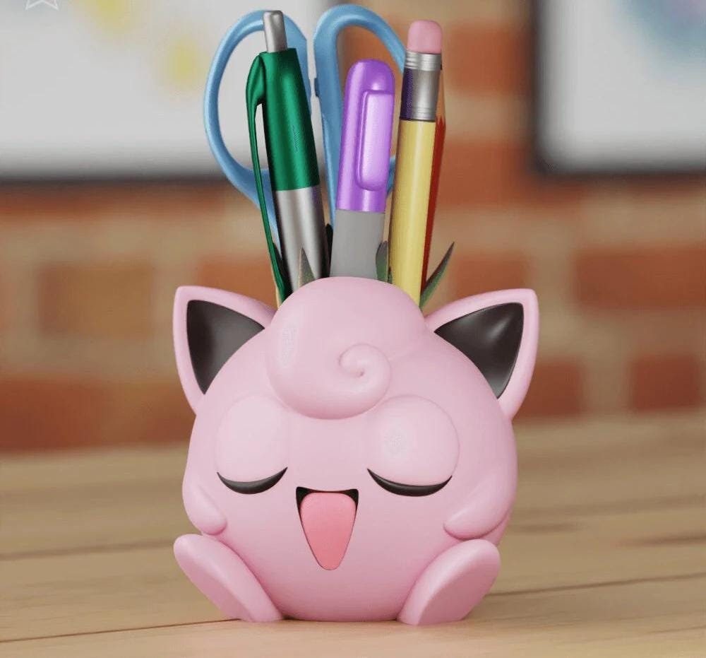 Jigglypuff Plant Pot Pokemon Flower Succulent Colour 3D Printed Planter Desk Tidy Pen Holder Decor Gift House - Painted or Unpainted