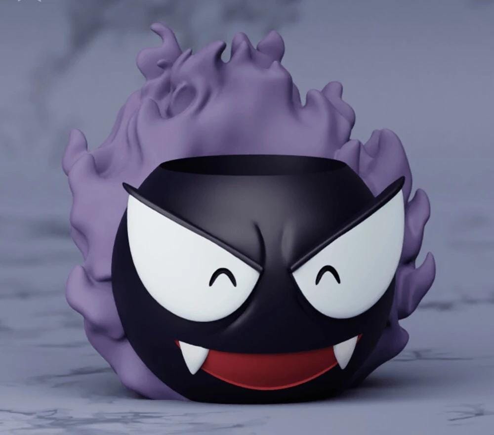 Gastly Plant Pot Pokemon Flower Succulent 3D Printed Planter Ghost Desk Tidy Pen Holder