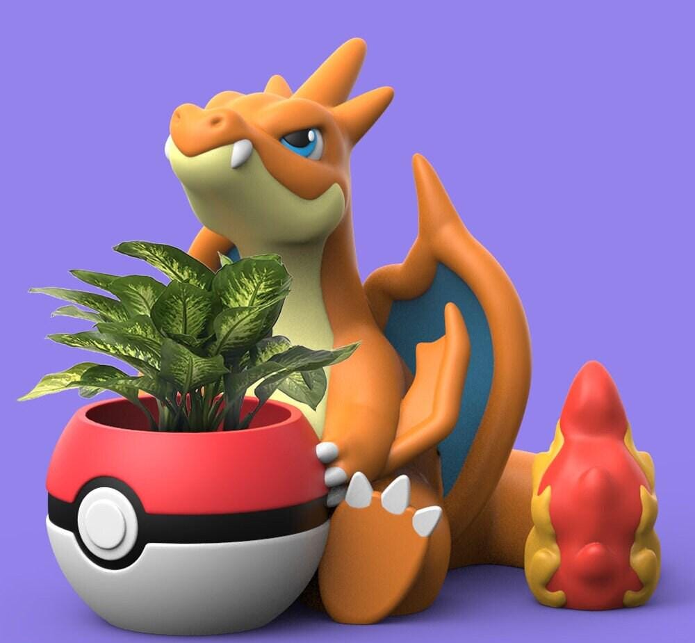 Chibi Charizard Plant Pot Pokemon Mega X Y Succulent Flower 3D Printed Vase Planters Pen Holder
