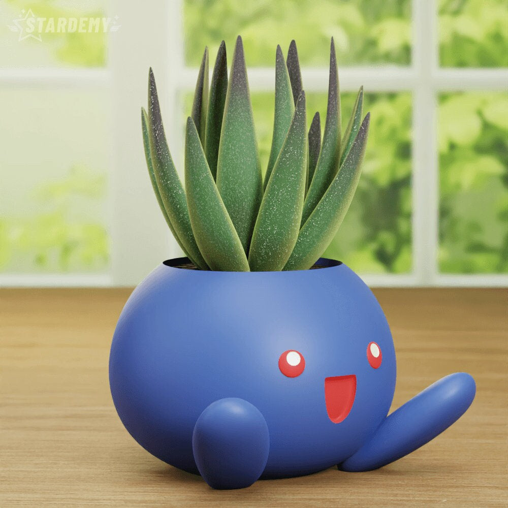 Oddish Pokemon Plant Pot Flower Succulent Vase Planter Cactus Present Gift Cute Nerdy Geek Colour 3D Printed - 2 Designs - S, M, L, XL
