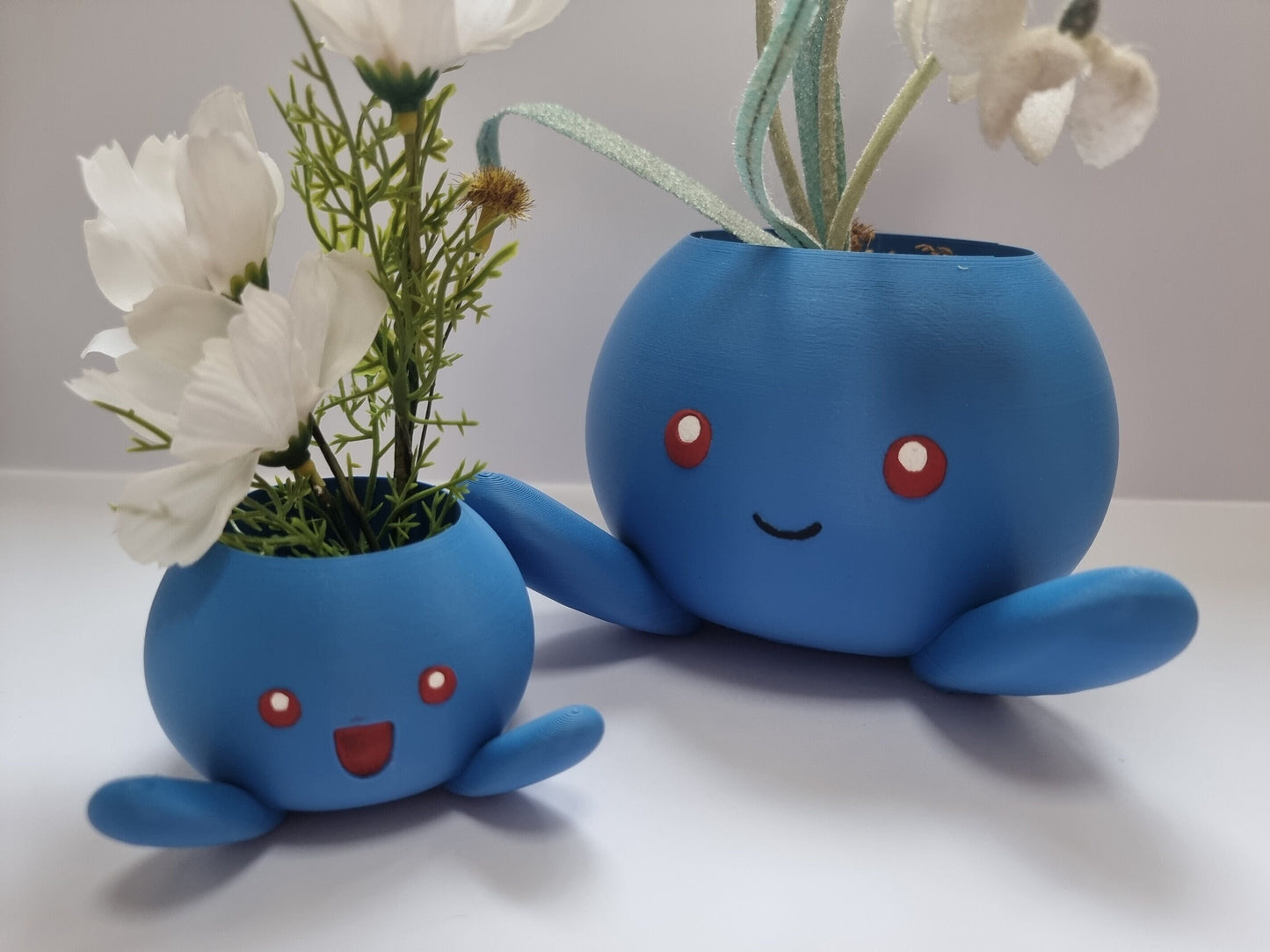 Oddish Pokemon Plant Pot Flower Succulent Vase Planter Cactus Present Gift Cute Nerdy Geek Colour 3D Printed - 2 Designs - S, M, L, XL