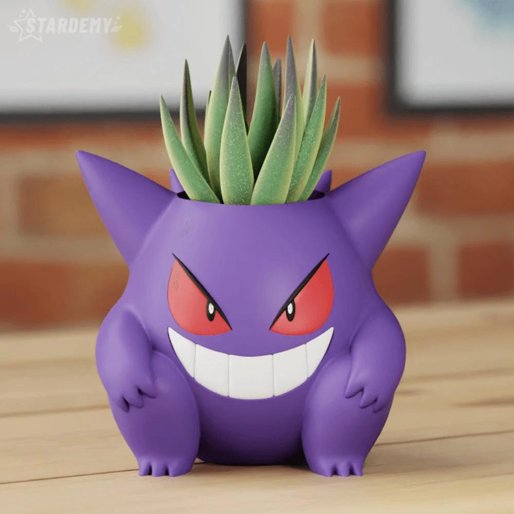 Pokemon Gengar Plant Flower Pot Succulent Colour 3D Printed Desk Tidy Pen Holder Decor - Different Sizes - Painted or Unpainted