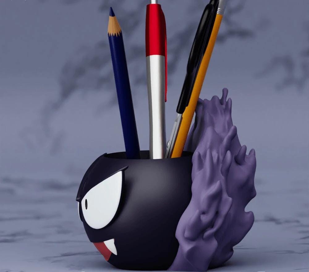 Gastly Plant Pot Pokemon Flower Succulent 3D Printed Planter Ghost Desk Tidy Pen Holder