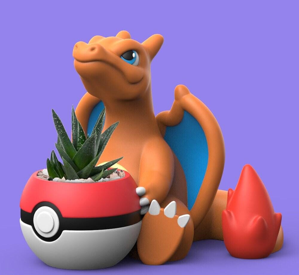 Chibi Charizard Plant Pot Pokemon Mega X Y Succulent Flower 3D Printed Vase Planters Pen Holder