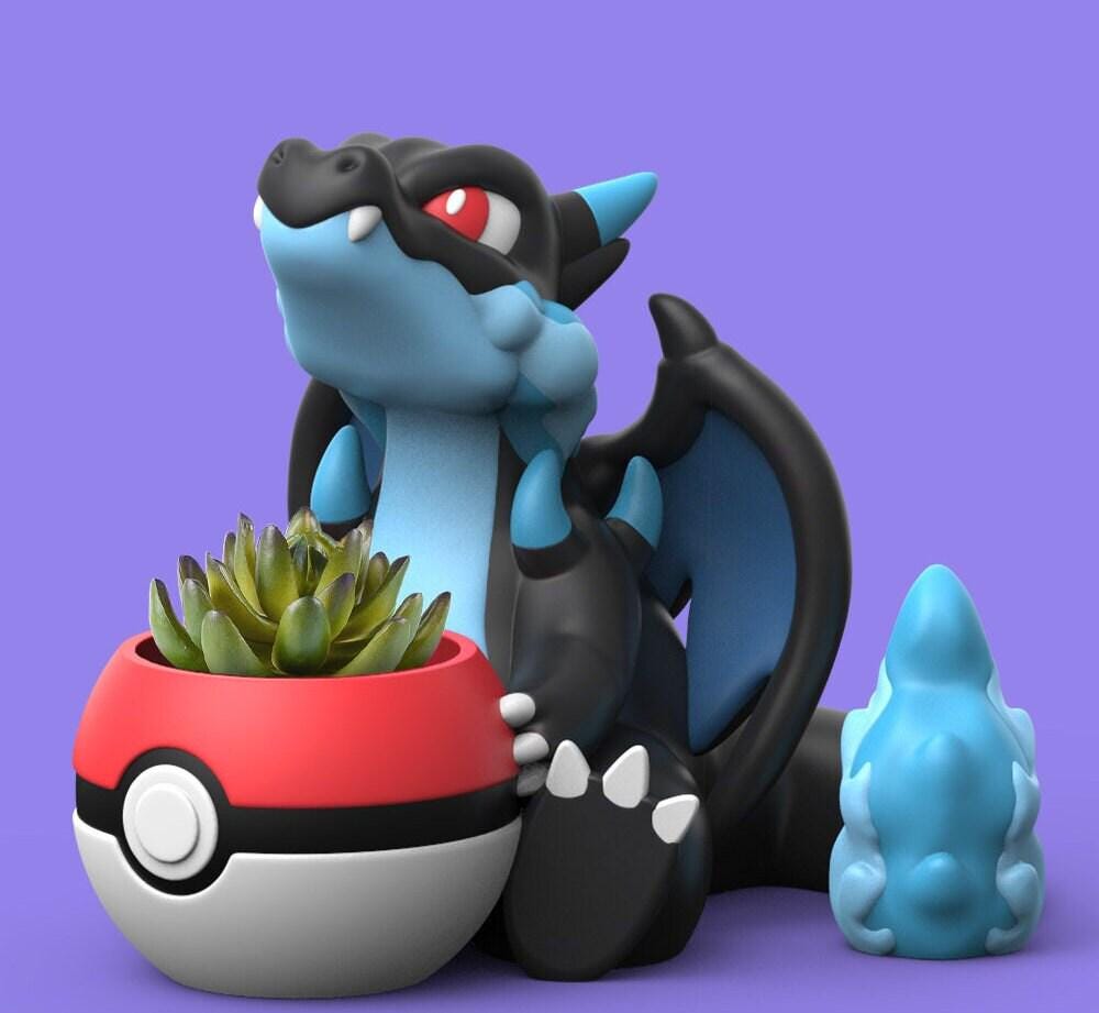 Chibi Charizard Plant Pot Pokemon Mega X Y Succulent Flower 3D Printed Vase Planters Pen Holder