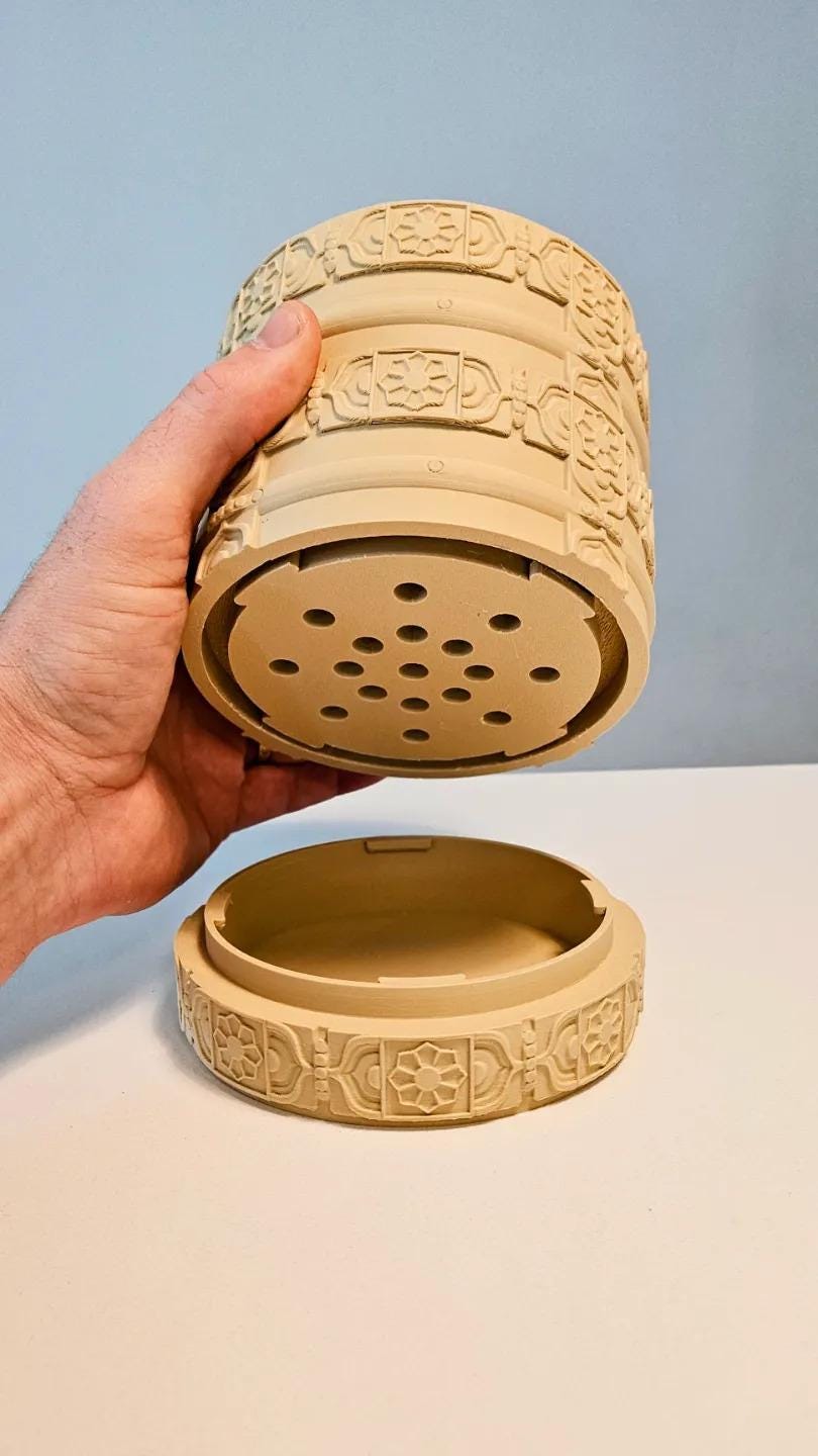Indian Style Planter with Hidden Drip Tray, Decorative Textured Plant Pot, Indoor Plant Pot for Houseplants