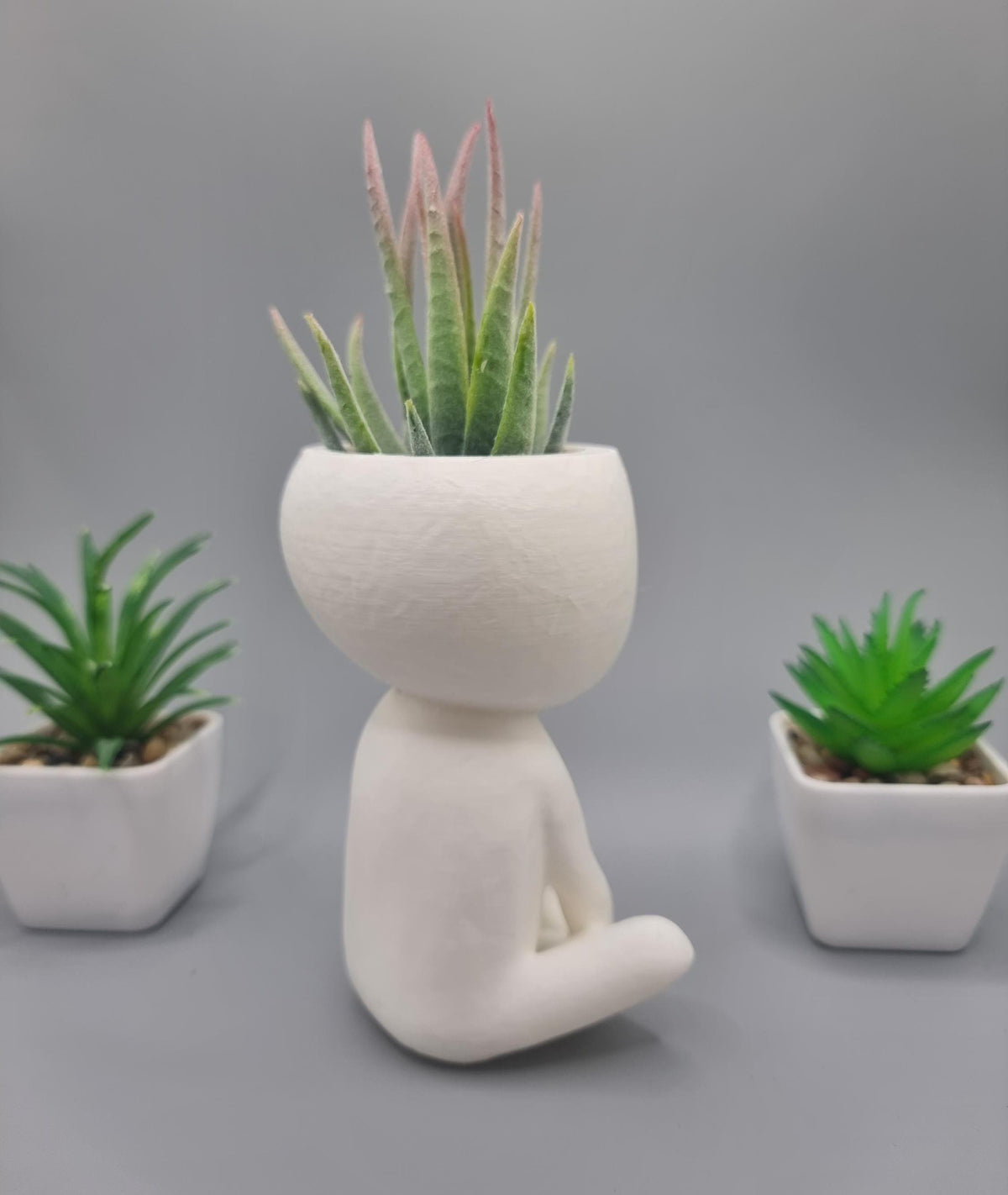 Sitting Kodama Planter with Crossed Legs - Cute Succulent Pot, Desk Tidy, Fanart - 4 Sizes, Drainage Hole, Gift for Plant Lovers