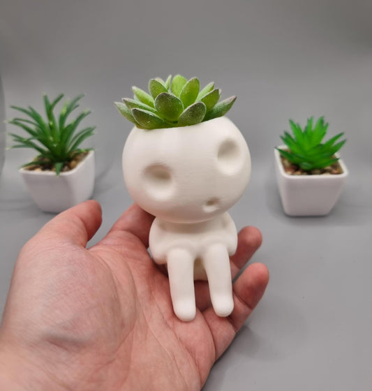 Sitting Kodama Planter #1 - Studio Ghibli Inspired - Princess Mononoke - Planters for Succulents - Tree Spirit - Indoor Plant Pot