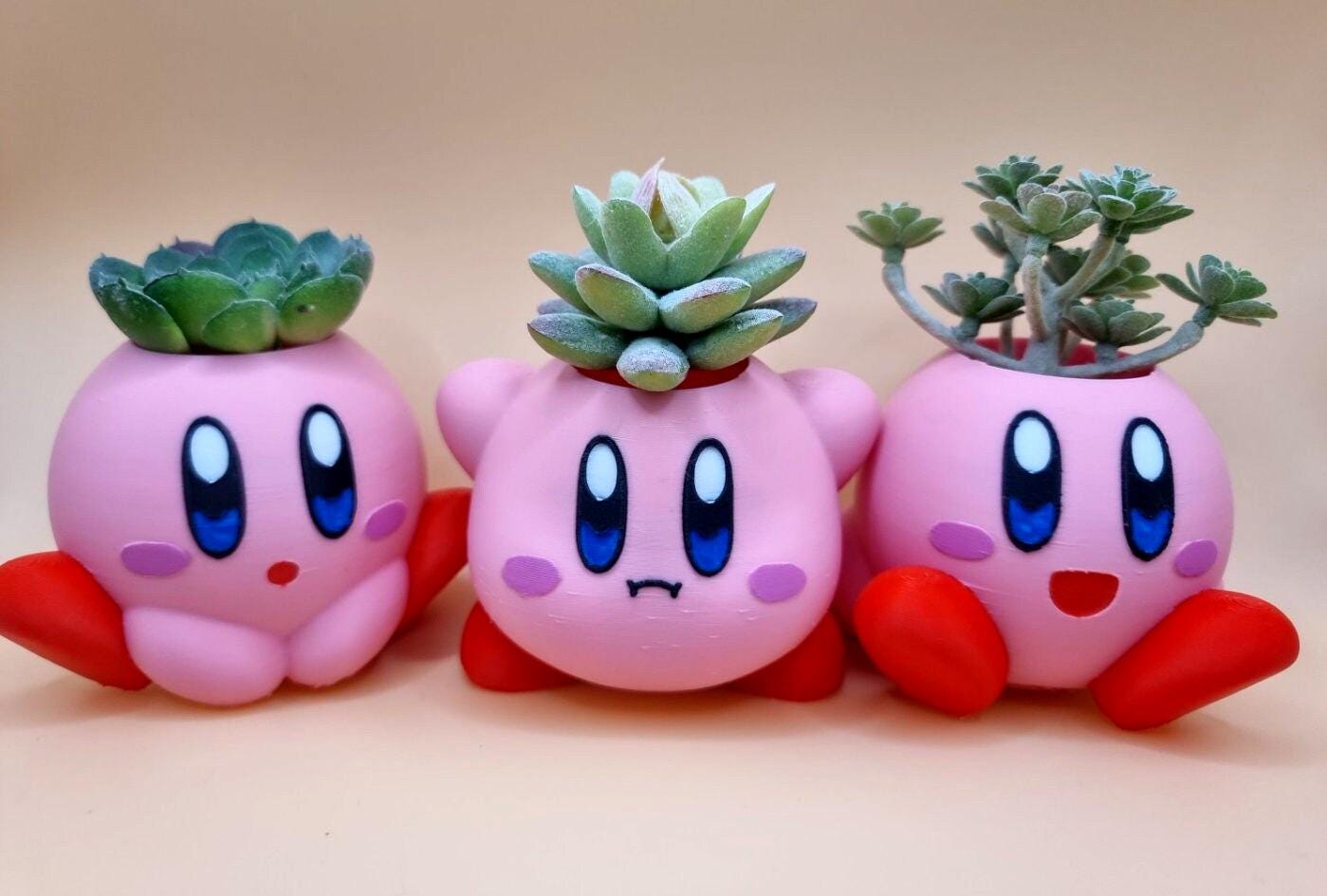 Kirby Planter & Pen Holder, Cute 3D Printed Plant Pot, Succulent and Cactus Pot, Gamer Desk Decor, Nintendo Inspired Gift, 3 Designs