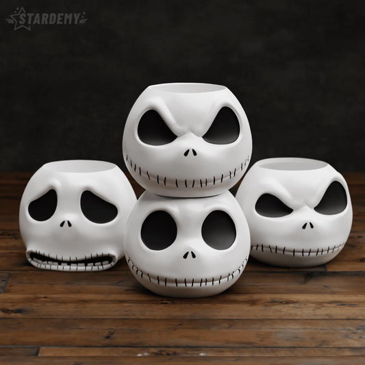 Jack Skellington Planter Pot | 3D Printed Flower Pot & Pen Holder | Multiple Sizes and Expressions | Gothic Desk Decor Gift for Fans