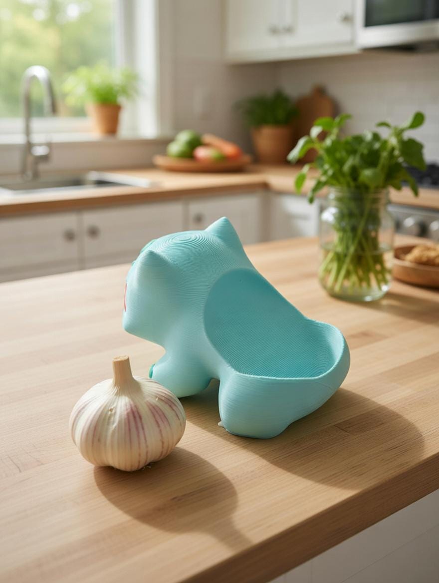 Bulb-a-Garlic Holder - Cute Kitchen Decor - 3D Printed Garlic Storage - 10cm