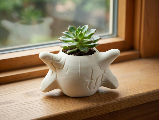 Skull Plant Pot Planter - Succulent Holder - 3D Printed Custom Color - Gift - Desk Decor