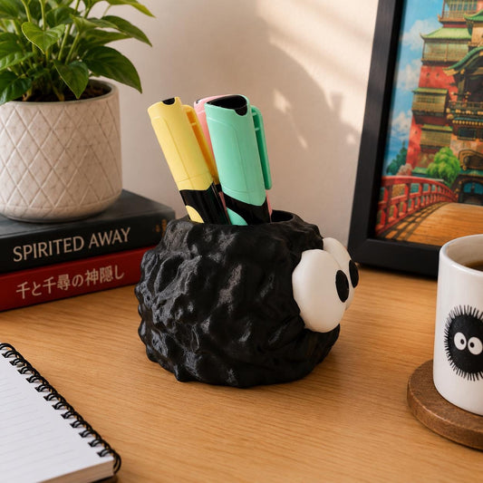 Soot Sprite Pen Holder, Spirited Away Pencil Pot, Ghibli Inspired Desk Organiser, Cute Anime Office Decor, 3D Printed Pencil Holder
