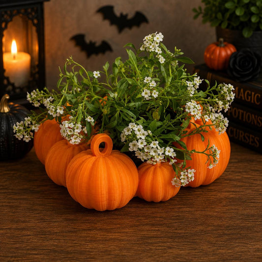 Pumpkin Patch Planter | Autumn Plant Pot with Drip Tray | Halloween Pumpkin Decor | Choose Your Colour | 3D Printed Plant Pot