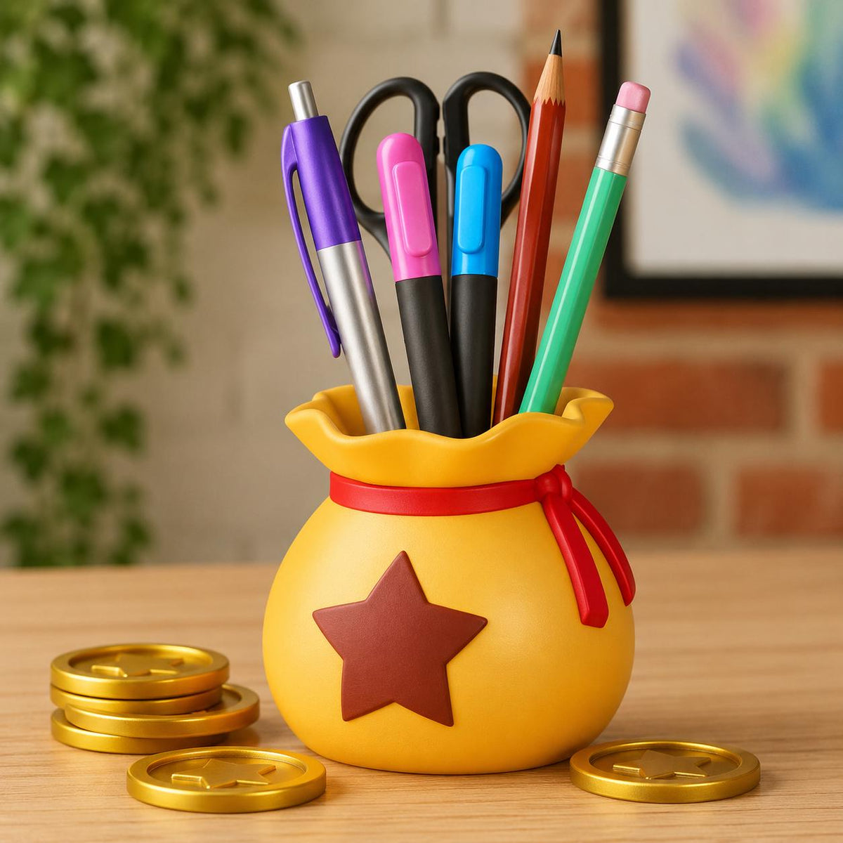 Bell Bag Planter & Pen Holder | Animal Crossing Inspired Plant Pot | Succulent Pot | Gaming Desk Organizer | 3D Printed