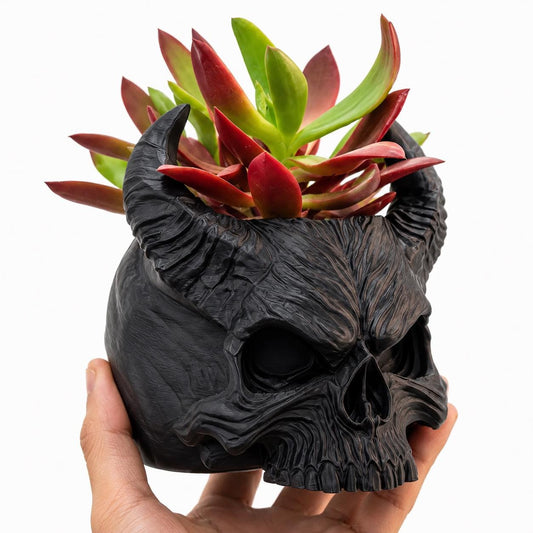 Gothic Skull Planter | Horned Skull Plant Pot | Dark Gothic Home Decor | Succulent Planter | Witchy Alternative Gift | Choose Your Colour