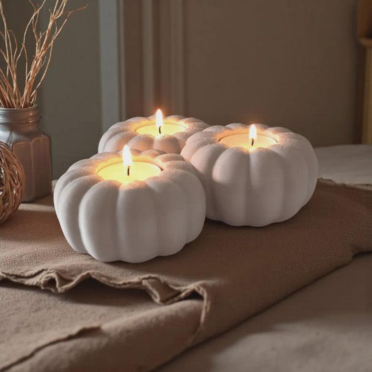 Pumpkin Tealight Holder – Autumn Candle Holder for 3 Tealights – Pumpkin Home Decor – Fall Table Decoration – Halloween Decor
