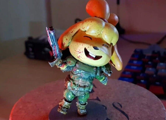 Isabelle DOOM x Animal Crossing - Paint Your Own - 3D Printed Statue Figure Diorama